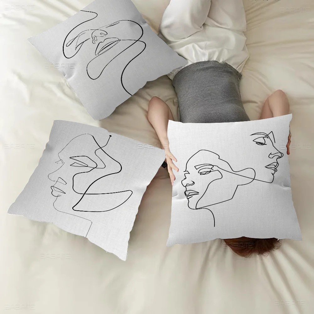 Minimalism Line Portrait Art Pillow Cover For Bedroom Room And Living Room Sofa Decorative Cushion Cover