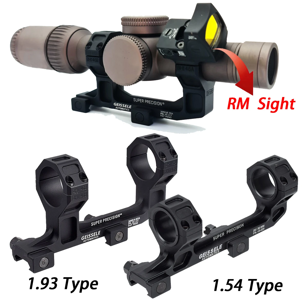 Tactical GEISSELE Cantilever Scope 25.4mm 30mm Ring ROF 45 90 Raiser RM Mount High Low Profile Base Super Precision AR15