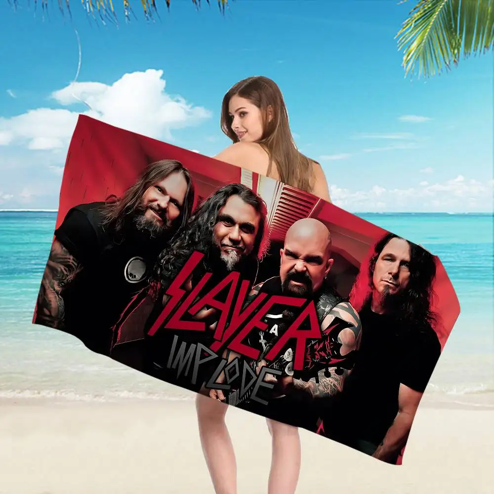 S-Slayer H-Heavy M-Metal Band Beach Towel Colorful Bath Towels for Girl Microfiber Quick Dry Custom Sand Free Beach Spa Gym Pool