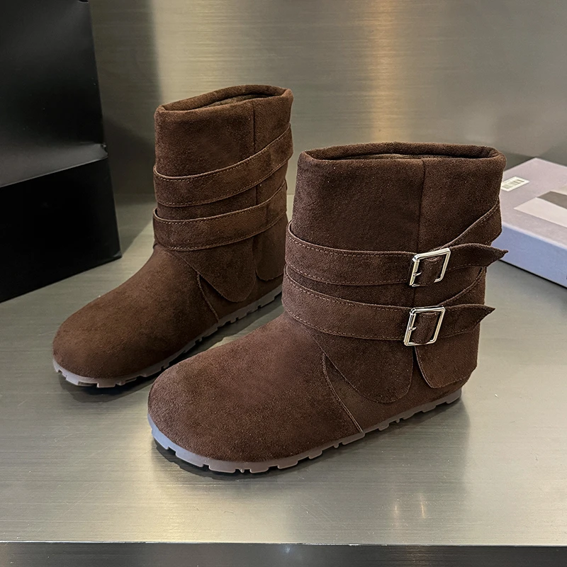 

Women Ankle Boots Flats New Suede Casual Shoes 2025 Trend Winter Fashion Boots Woman Sneakers Cozy Warm Walking Retro Zapatos