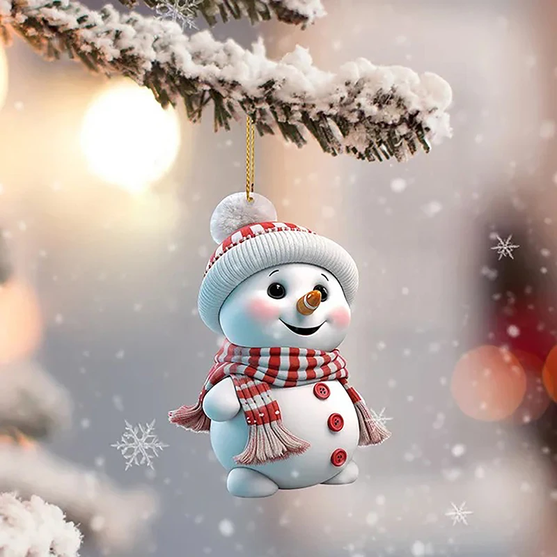 1 PC ตกแต่งคริสต์มาสจี้ 2D อะคริลิคการ์ตูนคริสต์มาส Snowman บ้านสวนจี้ต้นคริสต์มาสตกแต่ง Decora