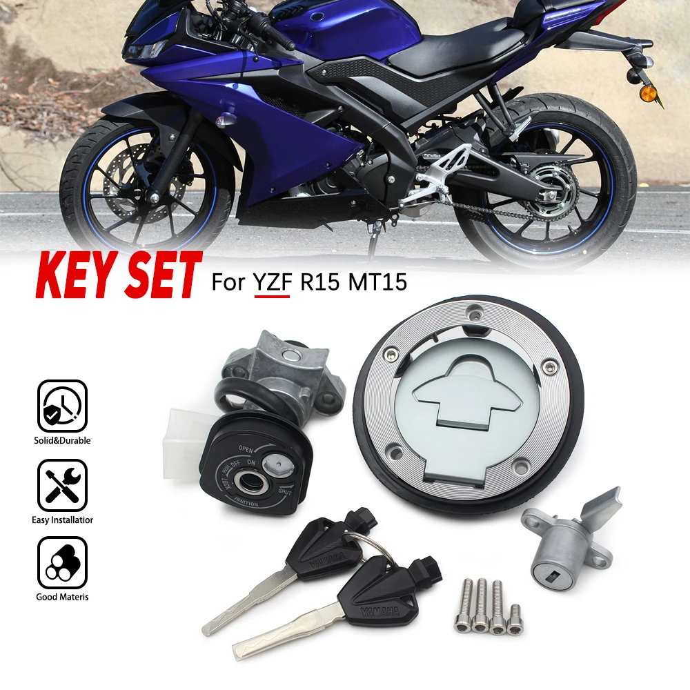 

For Yamaha R15 MT15 RY-0117 Motorcycle Ignition Key Switch Seat Lock Fuel Tank Gas Cap Cover Set Kits