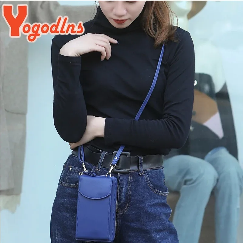 Yogodlns Casual Mobiel Crossbody Tas Voor Vrouwen Pu Lederen Schoudertas Multifuncion Messenger Handtas Flap Lady Pouch Bolsos