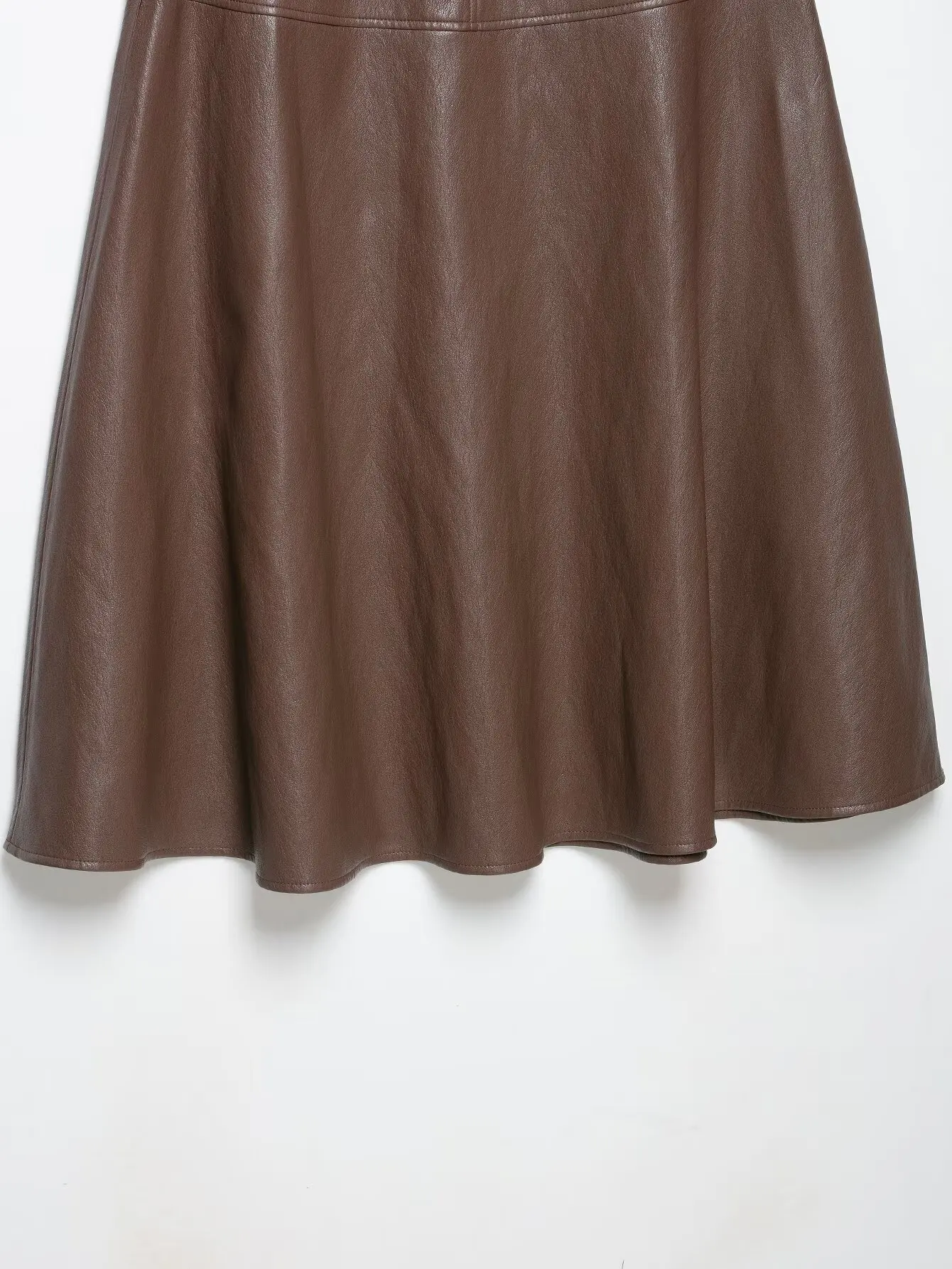 TFMLN Damen Midirock mit hoher Taille, A-Linie, aus PU-Leder, langer Rock, elegant, modisch, einfarbig, für das Büro, Damenrock, Herbstneuheit – Detail 6