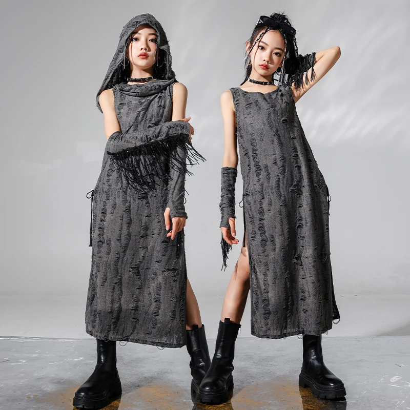 Mädchen Hip Hop Ernte lange Hoodie Tank Top Overs leeve schwarze Shorts Kleidung Kinder Streetwear Kinder Street Dance Bühnen kostüme