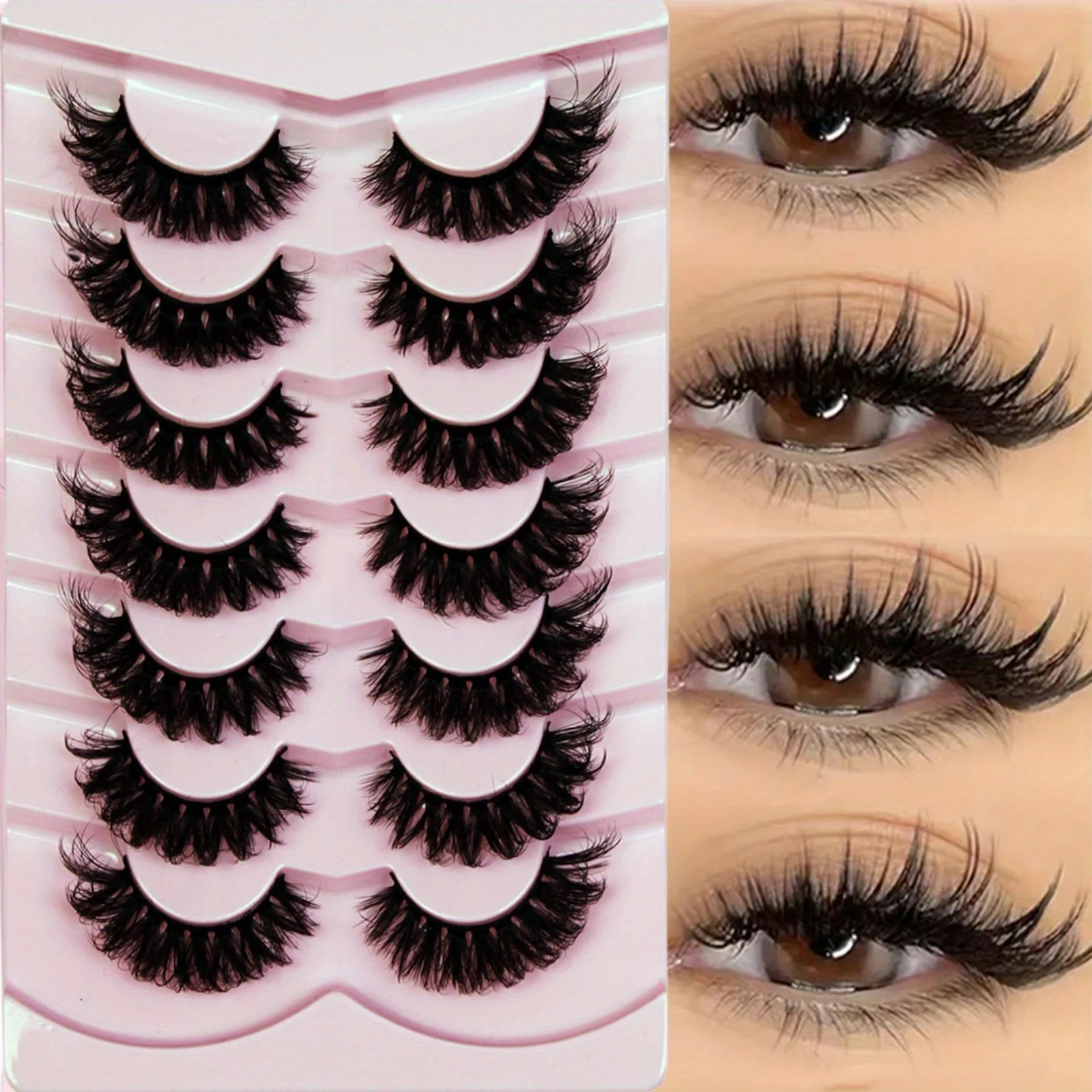 3Boxes(21Pairs) False Eyelashes Wispy Lashes Natural Look Fake Eyelashes Cat Eye Lashes Faux Mink Fluffy Strip False Lashes Pack