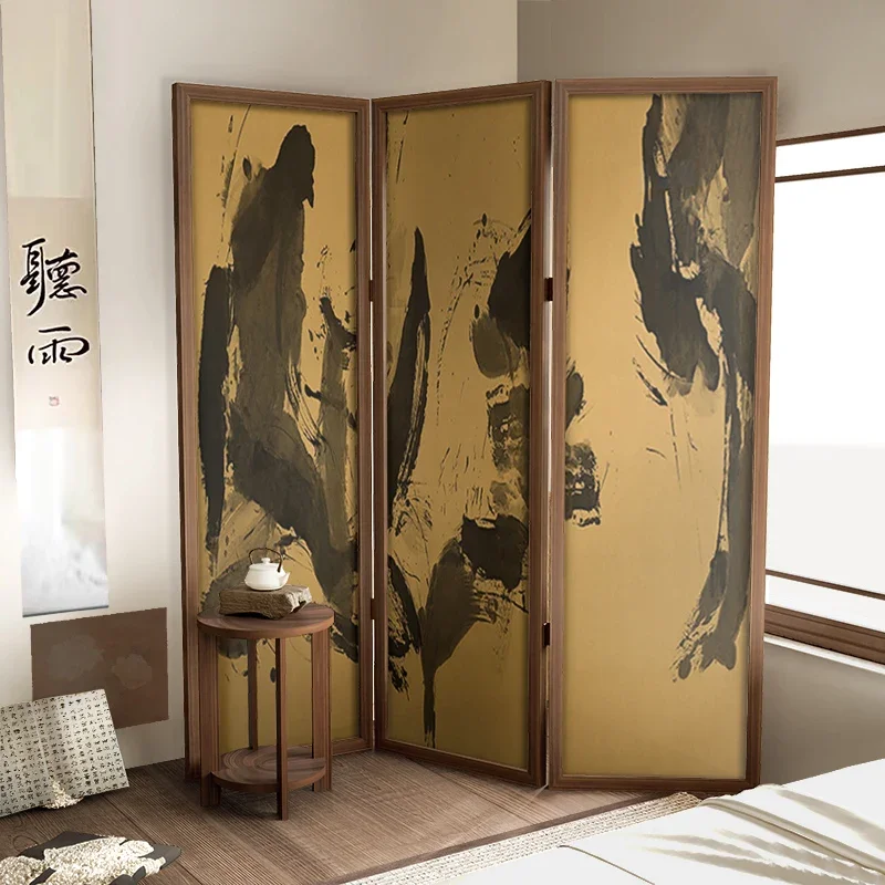 

Chinese Zen retro abstract folding screen partition living room mobile small apartment cover office decoration folding screen