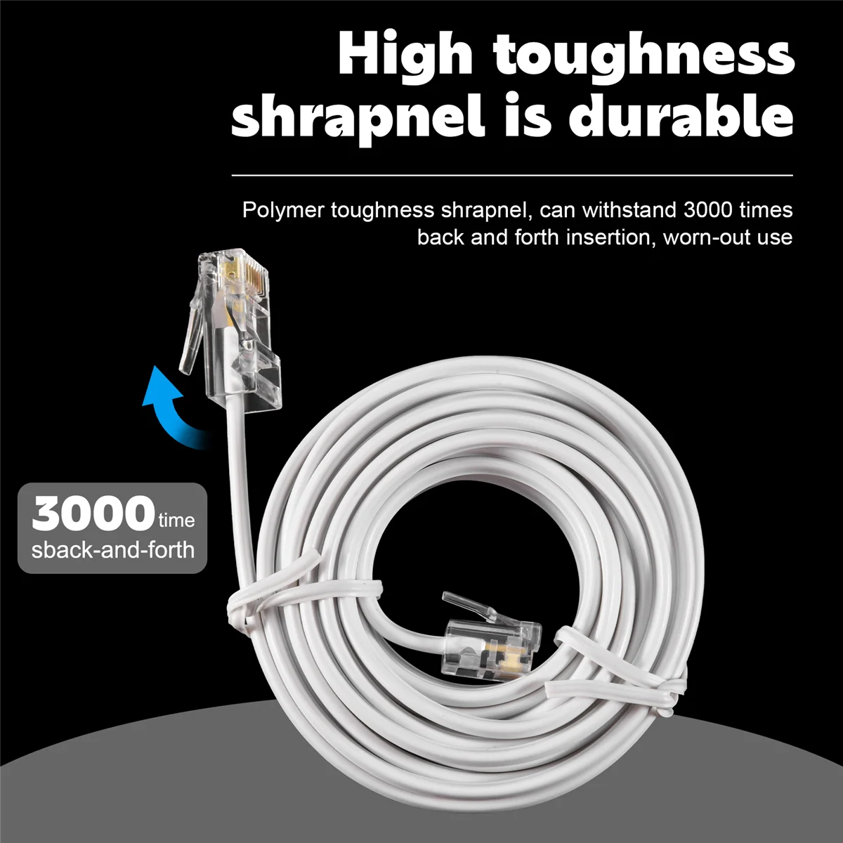 A46T RJ11 6P4C a RJ45 8P4C Cable de extensión de Internet de teléfono modular 3 metros
