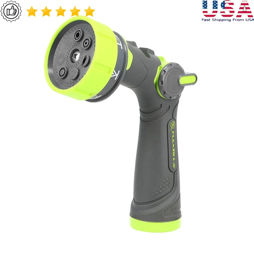 

Heavy Duty Garden Hose Nozzle 7-Pattern Adjustable Flow Thumb Control Durable Metal Construction Non-Slip Grip Leak-Free