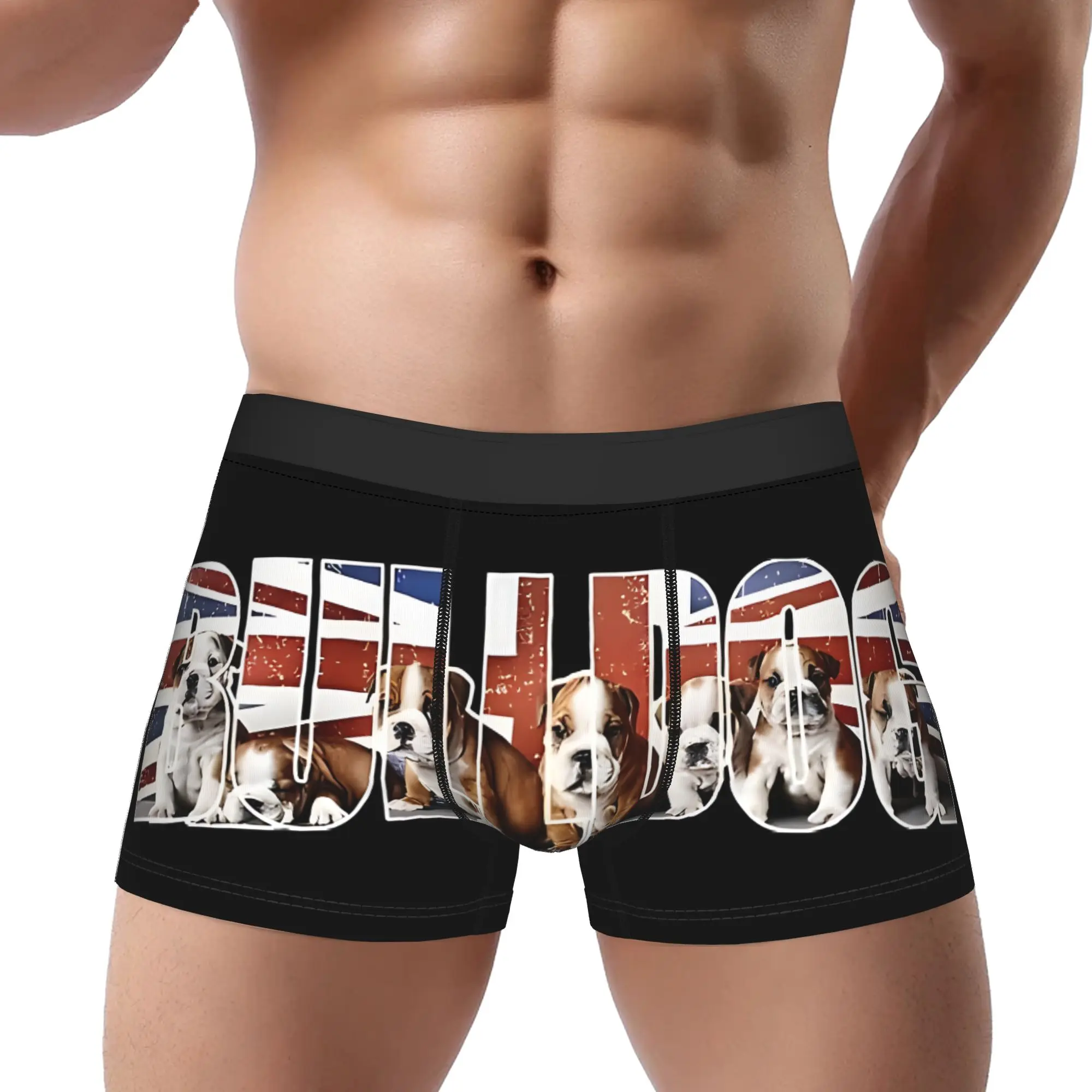 1piece  English Bulldog Puppy In London Underpants Homme Panties Male Underwear Print Shorts