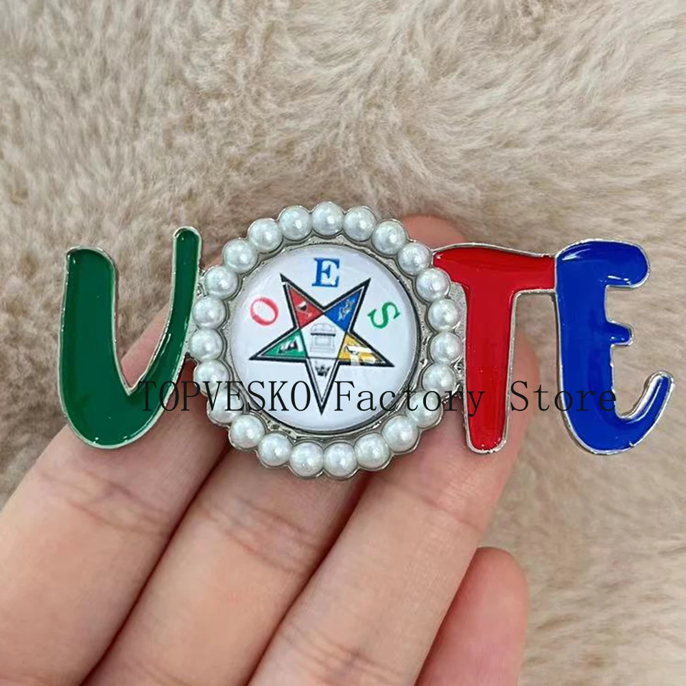 Colorful OES badge VOTE glass sticker brooch