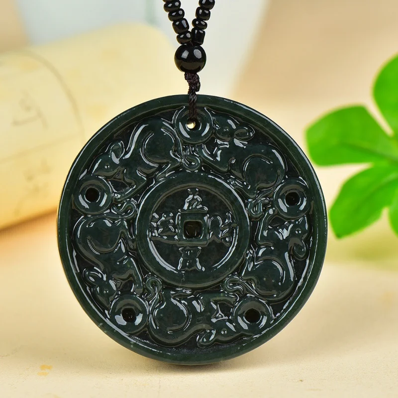 Exquisite Hetian Jade Five Mouse Fortune Pendant