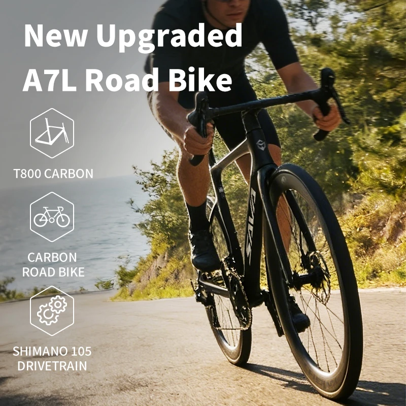 

Велосипед шоссейный SAVA 2026 New A7L / A7L Pro из карбонового волокна, с групсетом Shimano 105 R7120, 24-скоростными гидравлическими тормозами, гоночный велосипед для взрослых