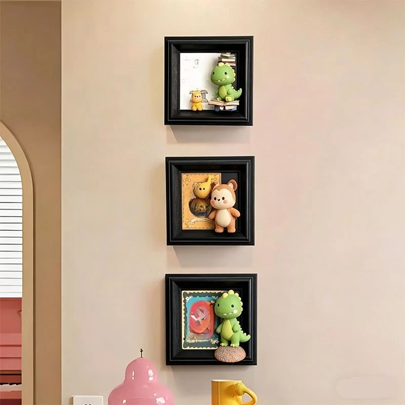 Hollow 3D Shadow Box Frame Black DIY Doll Figurine Showcase Desktop Ornament Collectible Toy Storage Home Decor