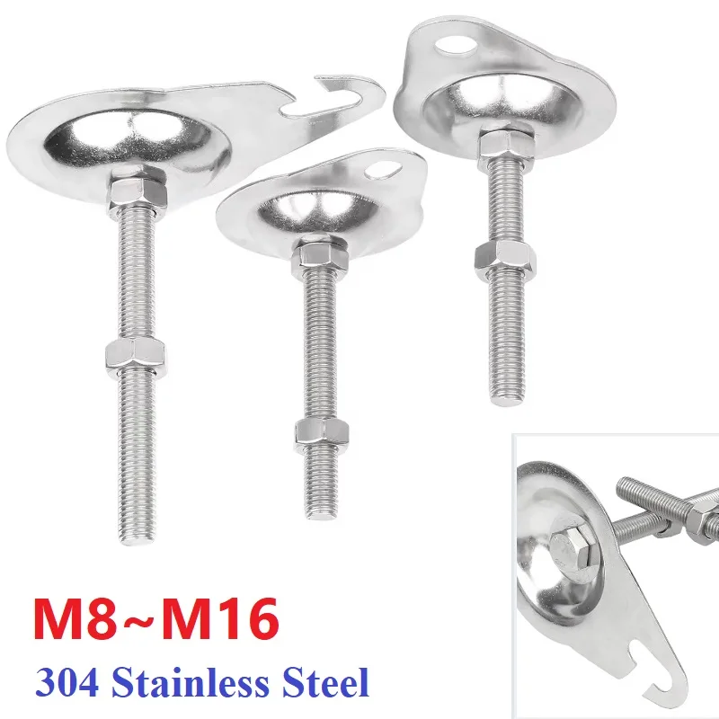 M8~M16 304 Stainless Fixed Machine Feet For Industrial/Furniture Hook/Hole Type Adjustable Feet Cups Balance Support Legs Screw