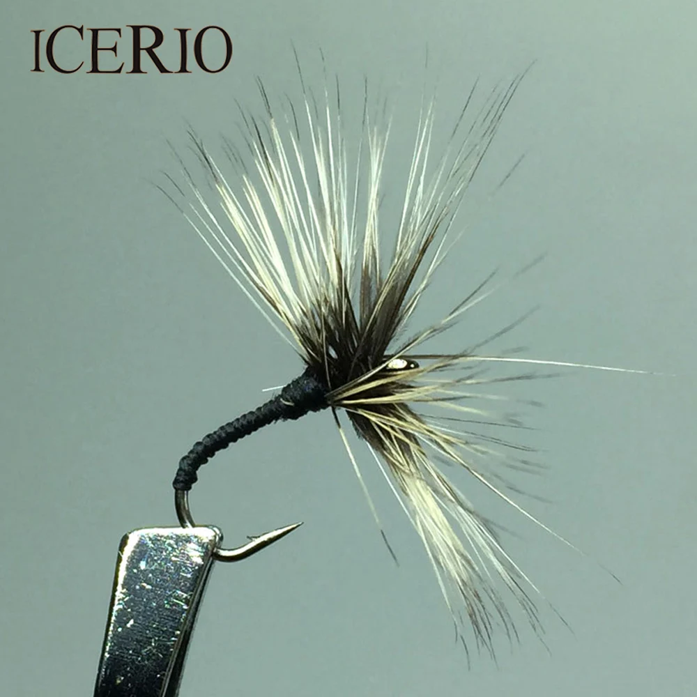 ICERIO 10PCS New Light Grey Umbrella Reverse Hackle Tenkara Trout Fly Fishing Lures #12