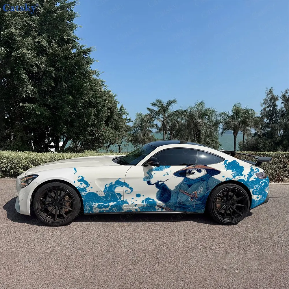 

2 шт. виниловых наклеек для автомобиля «Самурай Панда: Крик журавля», прочные, устойчивые к выцветанию, улучшающие эстетику автомобиля, с ярким художественным дизайном