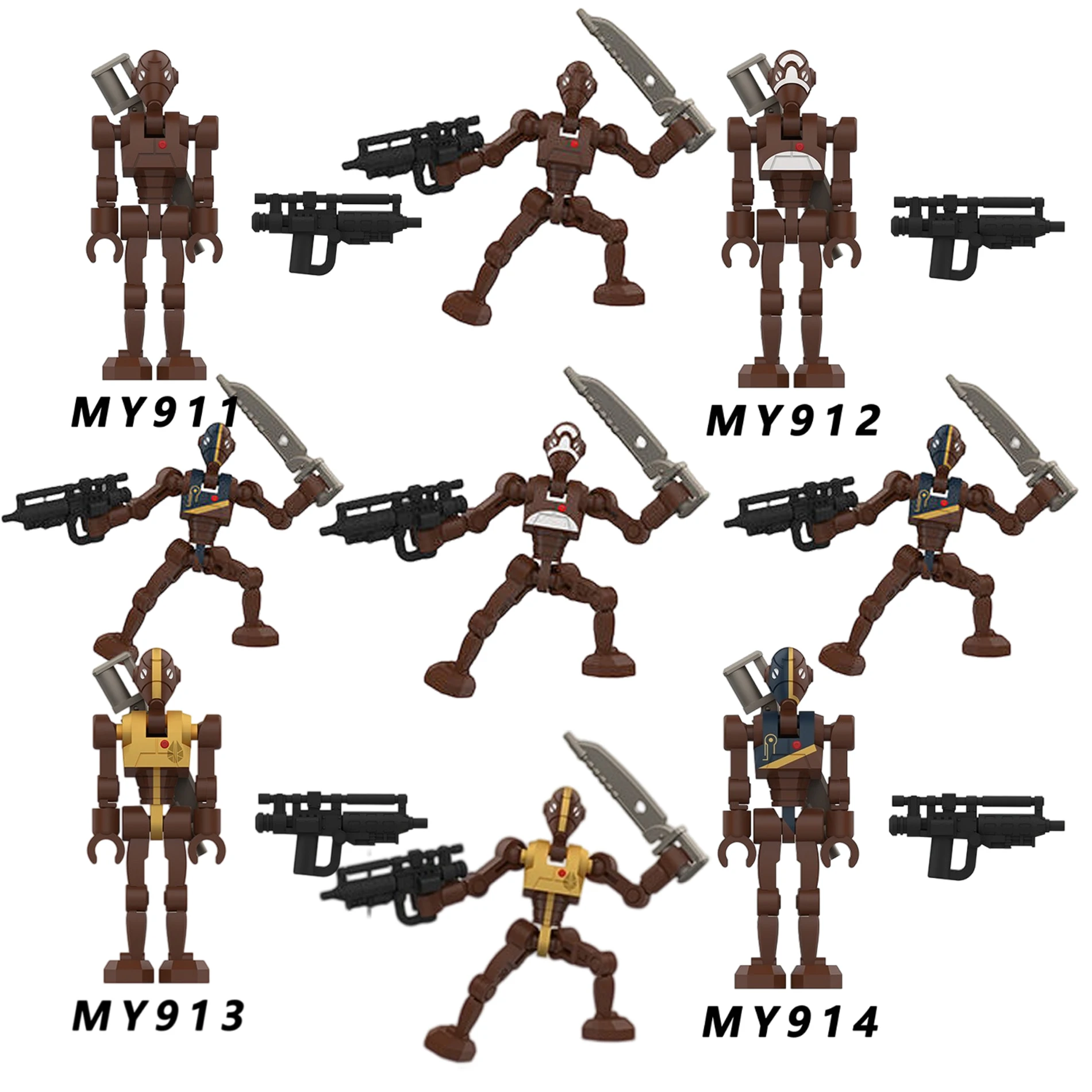 MY911-MY915 Space War Robot Soldier Mini Building Blocks Action Figures Assemble Model Bricks Puzzle Enlighten Collectible Gifts