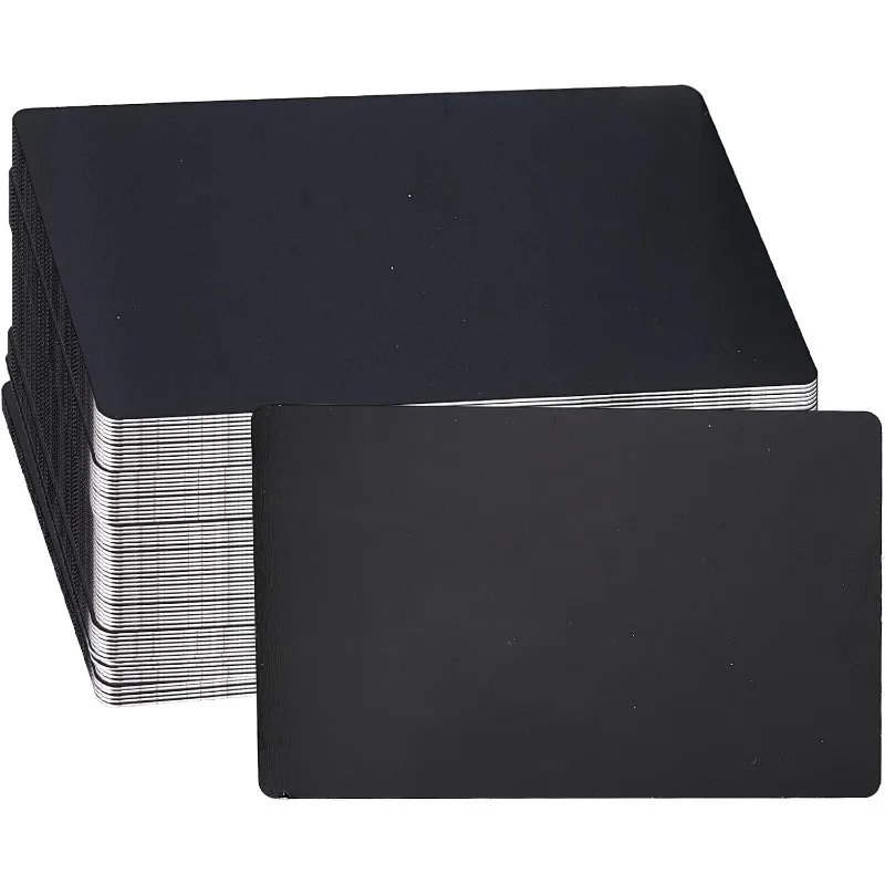 

50 шт., металлические визитные карточки, заготовки, визитные карточки с лазерной гравировкой, 0,4 мм, алюминиевая пустая визитная карточка для офиса, подарочные карты «сделай сам»