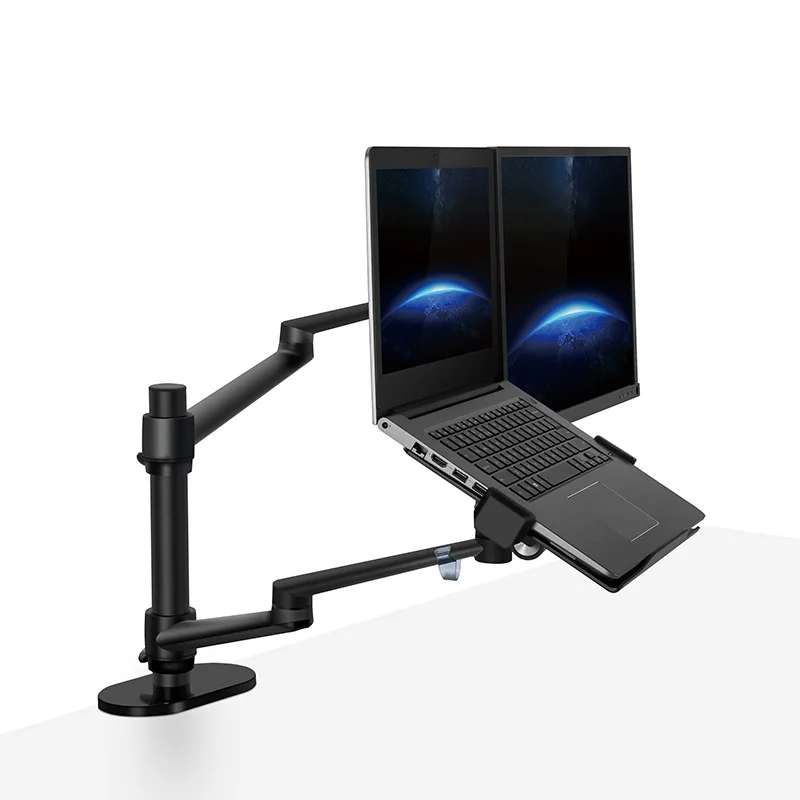 Laptop Monitor Combo Stand To Inch Notebooks Up Displays Aluminum Multi Angle Desk Mount Kg Load Dual Screen Office Study Home