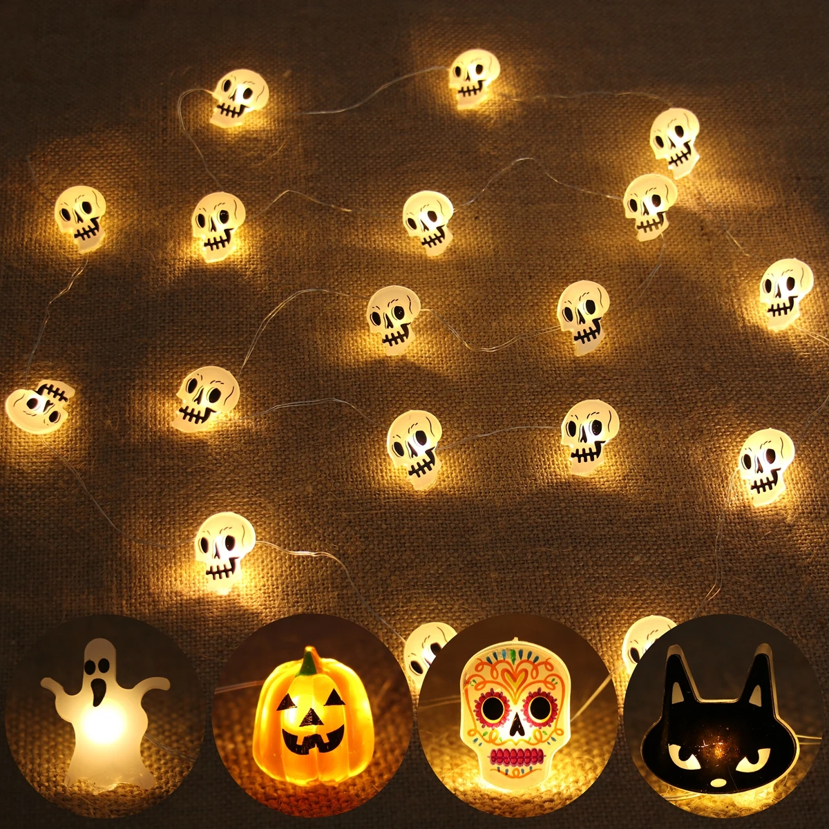 Halloween LED Light String Pumpkin Ghost Skull Happy Halloween Decoration For Home Trick Or Treat Horror Party Supplies