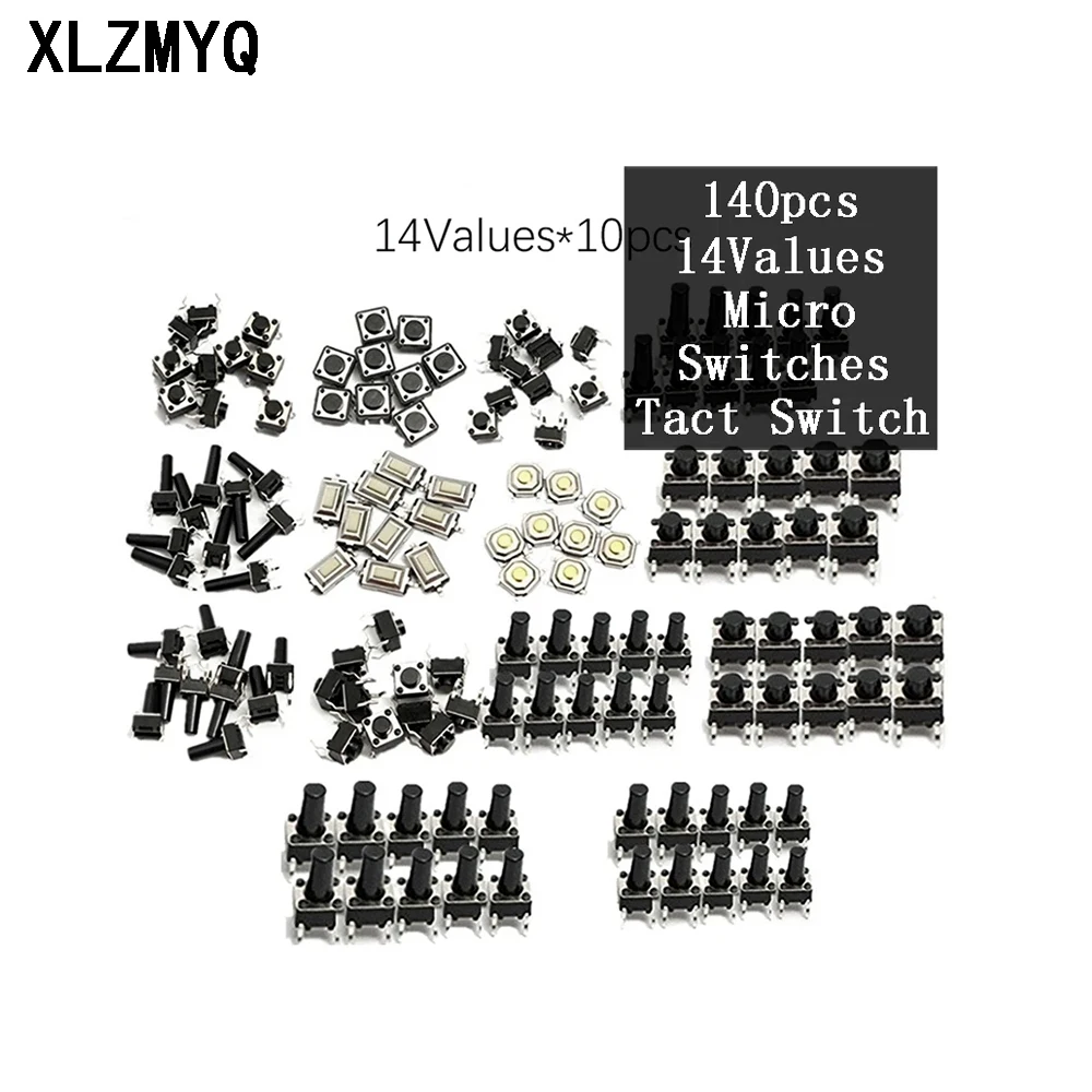 140pcs/lot 14types Momentary Tact Tactile Push Button Switch SMD Assortment Kit Set DIY Electronic Touch Switch Set