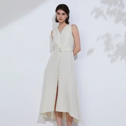 K2324W High Quality Ready to Wear Clothing Elegant Linen Vest Dress Luxury Women's Clothing Summer Clothes for Women