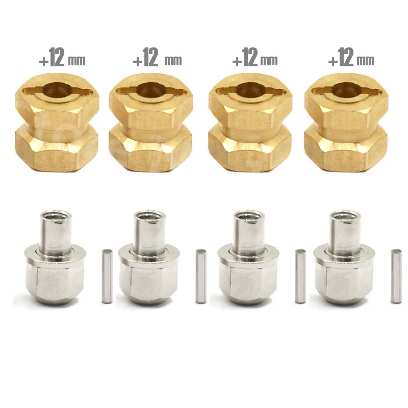 4pcs RC Cars Parts 12mm 15mm 17mm Brass Hex Wheel Widener Adapter Set for 1/10 Crawler Axial SCX10 Wraith RR10 SCX10 D90 D110