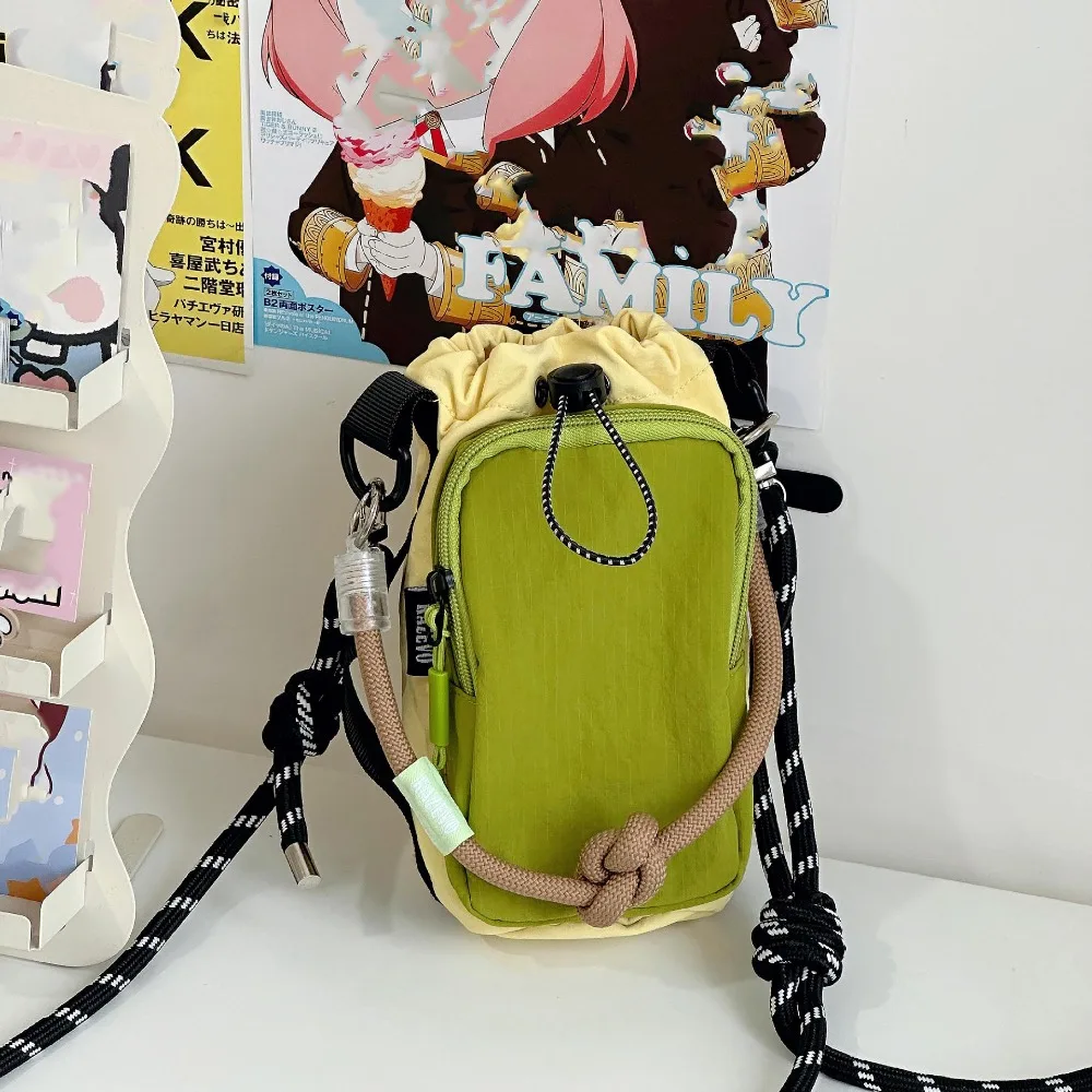 

Quick-dry Sports Nylon Shoulder Bag Coin Pouch Solid Color Drawstring Crossbody Bag Korean Style Casual Mobile Phone Pack Male