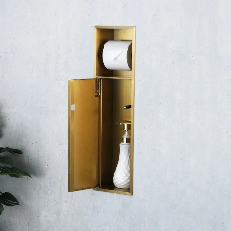Two Stories 304 Stainless Steel Bathroom Gold-Brushed Shower Alcove Hotel Alcove Home Decor