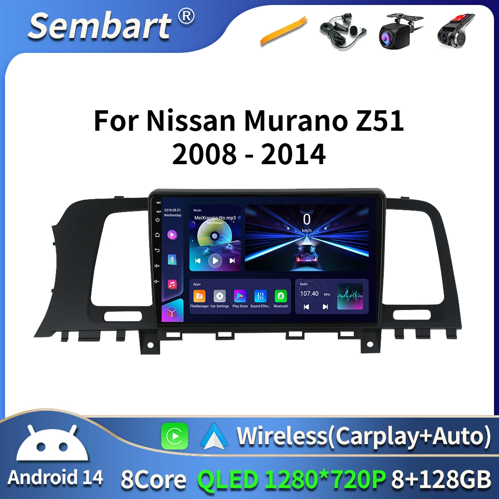 Android 16 Carplay Auto para Nissan Murano Z51 2008 - 2014 reproductor de Radio Multimedia para coche vídeo WIFI + unidad principal 4G DSP BT DVD