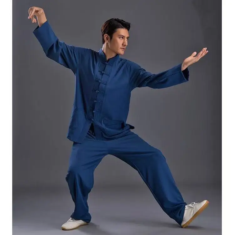 Traditional Tai Chi Costume Men Women Four Seasons Cotton Linen Morning Exercise Martial Suit Vintage Zen Meditation Yoja Shirt - Image 2