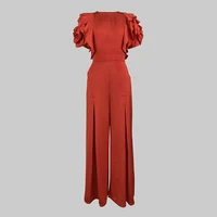 Modigirl Red Romper Jumpsuit Woman 2025 New Summer Falbala Short Sleeves Wide Leg Jumpsuits Woman Elegant Party Formal Clothes - Image 5