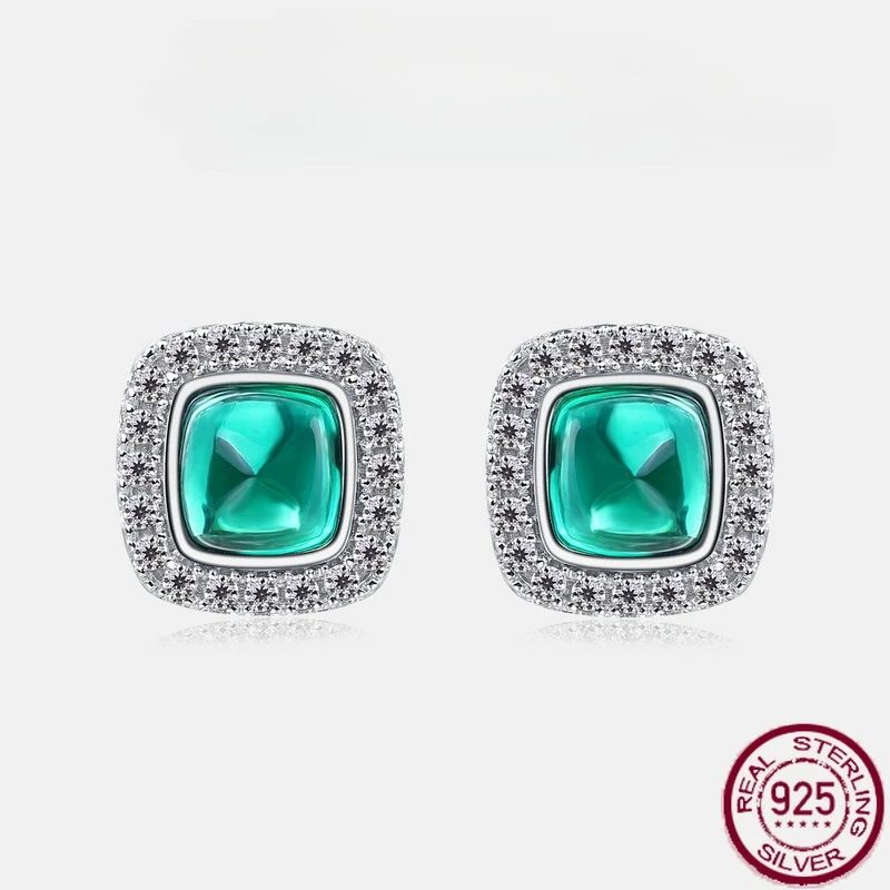 

Новые серьги из чистого серебра S925 с изумрудом, легкая роскошь, простые и нишевые корейские свадебные украшения