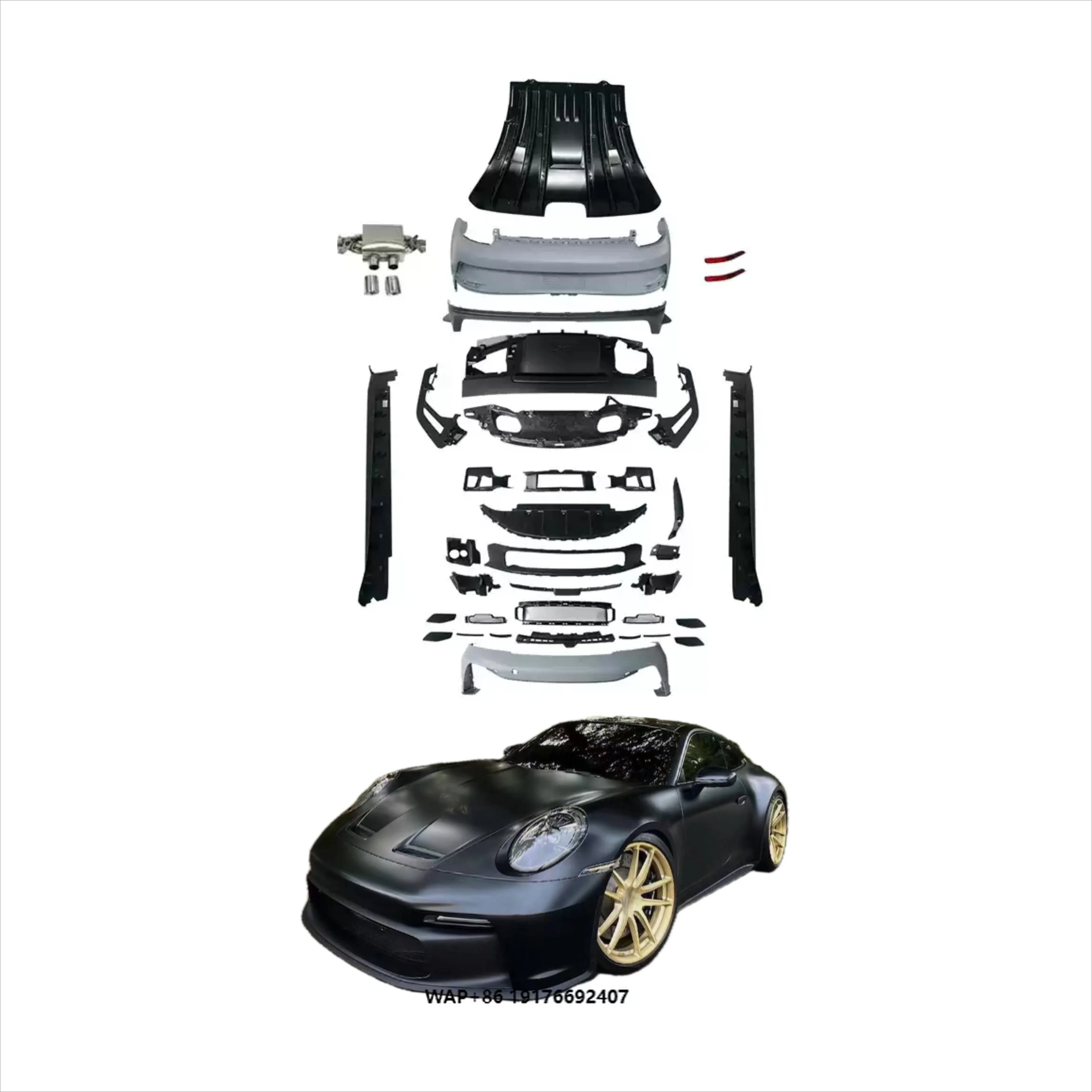 KQX Top Ranking Tuning to GT3 Style Body Kit for 911 992 Front Rear Bumpers Hood Spoiler Side Skirt PP Auto Body Systems 2019+