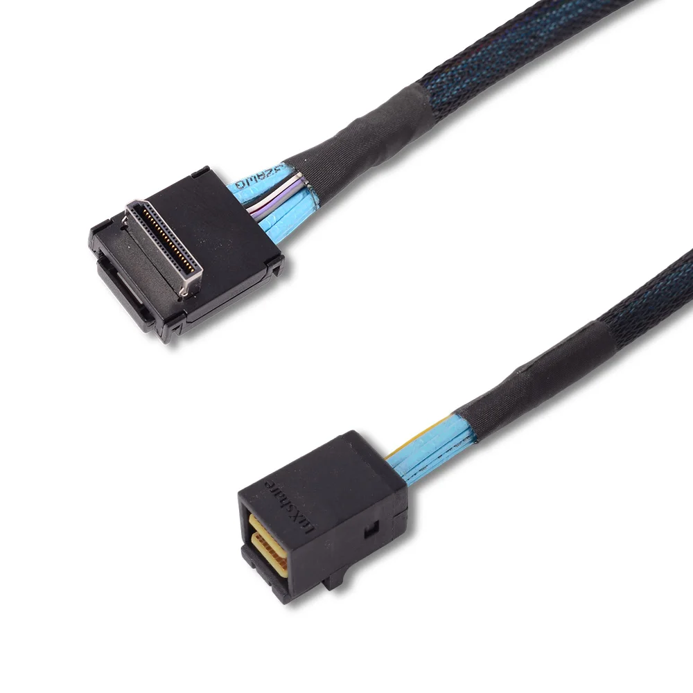 Oculink SFF 8611 To SFF-8643 SAS Data Cable 90 Degrees Original Assembly Line High Speed HBA Array Card Hard Disk Backplane 40cm
