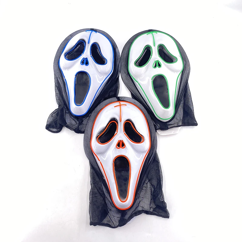 Horror Halloween Party Mask Luminous LED Mask Cosplay Ghost Full Face Mask Glowing In Halloween Darkl Night