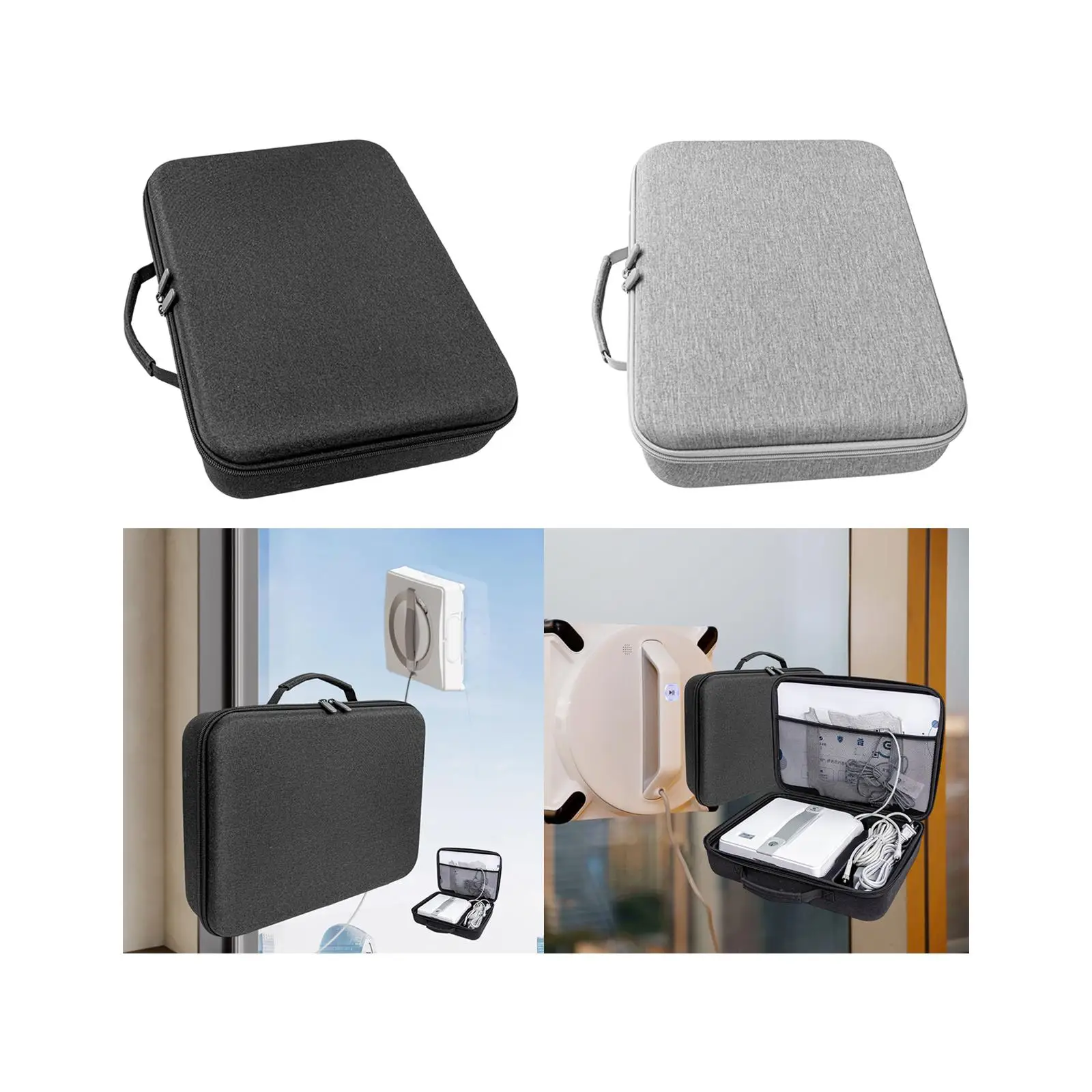 Storage Bag for Automatic Window Cleaner Practical Carrying Handbag with Mesh Pocket Hard Shell Case for Cleaning Brush