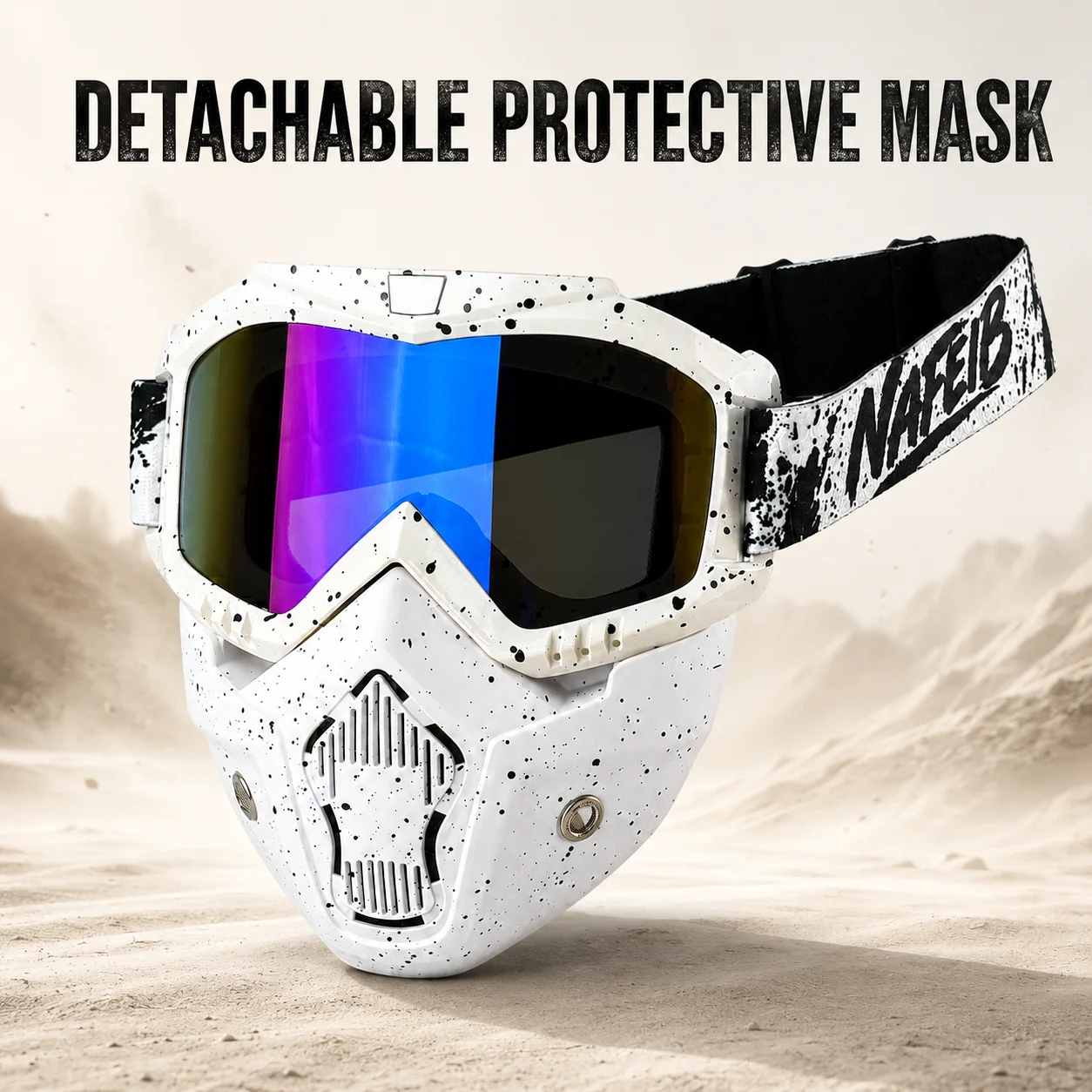 Multifunctional Removable Protective Mask, Motorcycle Off-Road Wind & Dust Proof Goggles, Tactical Face Shield