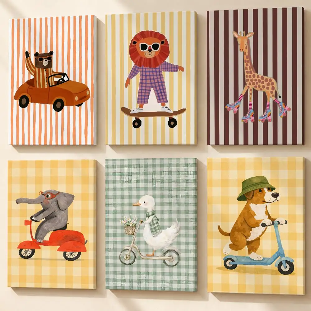 Cute funny animal Framed Wall Painting Canvas Poster Wooden Stretcher Frame Inner Frame Kit for Wall Art Painting