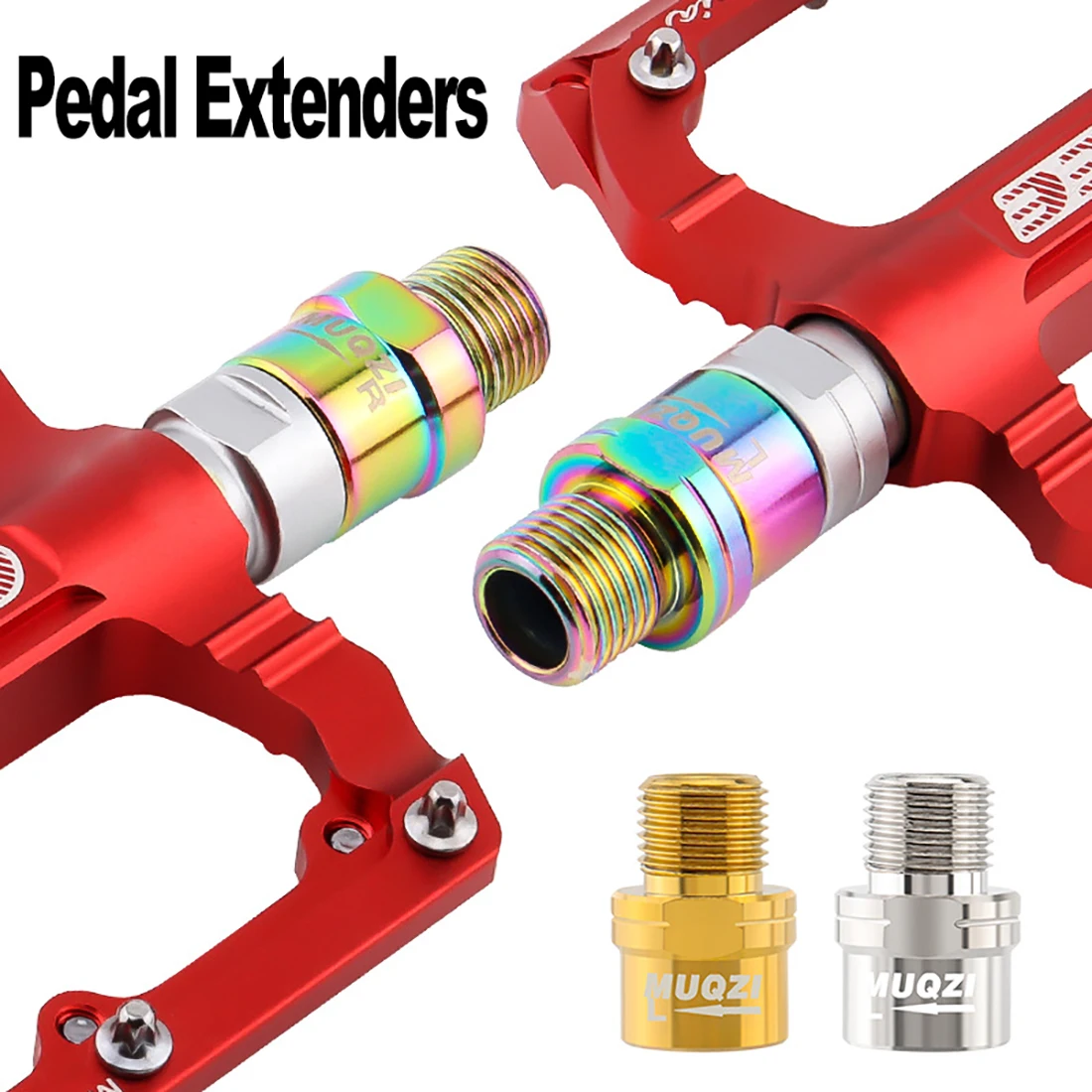 1 Pair Pedal Extenders For 9/16 inch Pedals MTB Pedal Extender Bike Pedal Extended Adapter Bicycle Pedal Extend Bolt