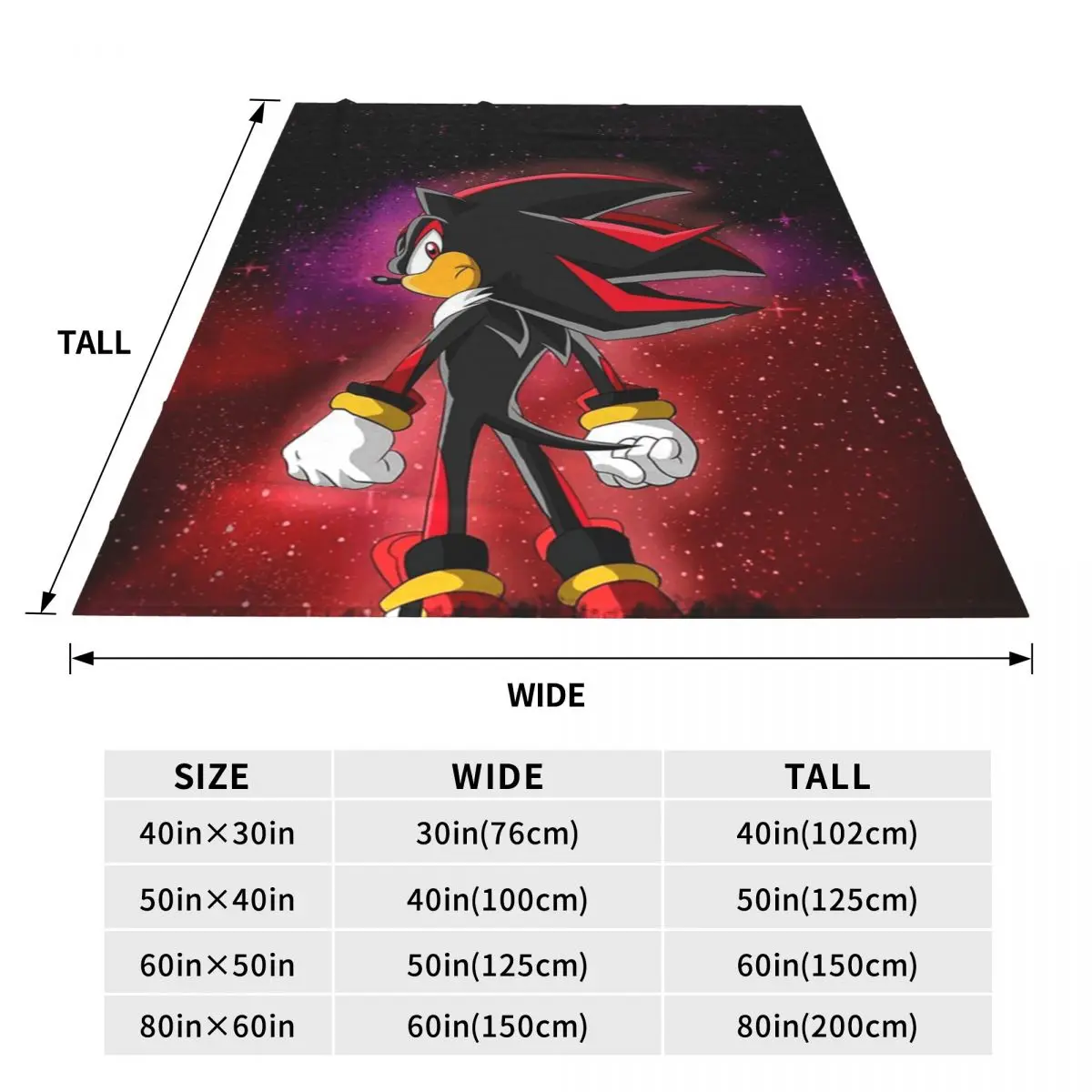 Shadow The Hedgehog Graphic Blanket Soft Warm Flannel Throw Blanket Bedspread for Bed Travel Home Couch