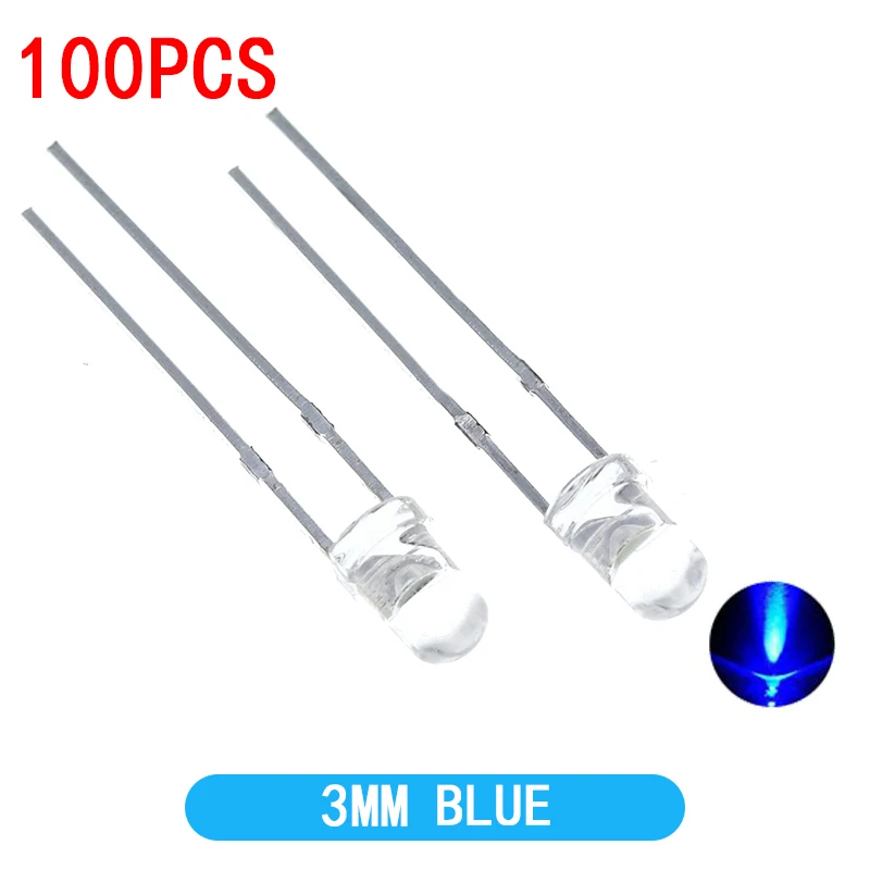 F3 Ultra Bright 3MM Round Water Clear Green/Yellow/Blue/White/Red LED Light Lamp Emitting Diode Dides Kit