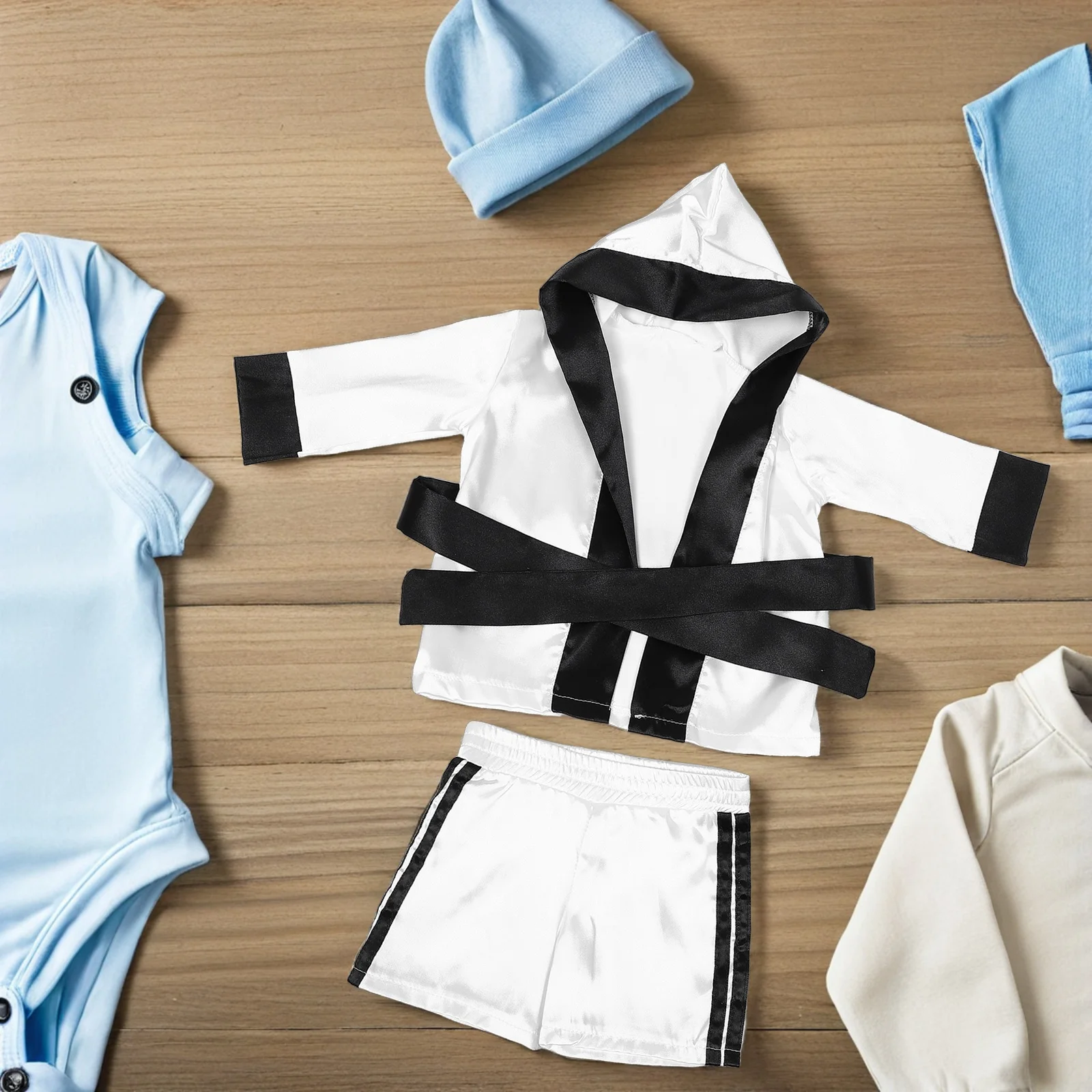 新生児ボクシング衣装セット 1 セット - 愛らしい赤ちゃんボクシング写真撮影小道具 - ホリデーパーティー用の通気性があり快適な素材