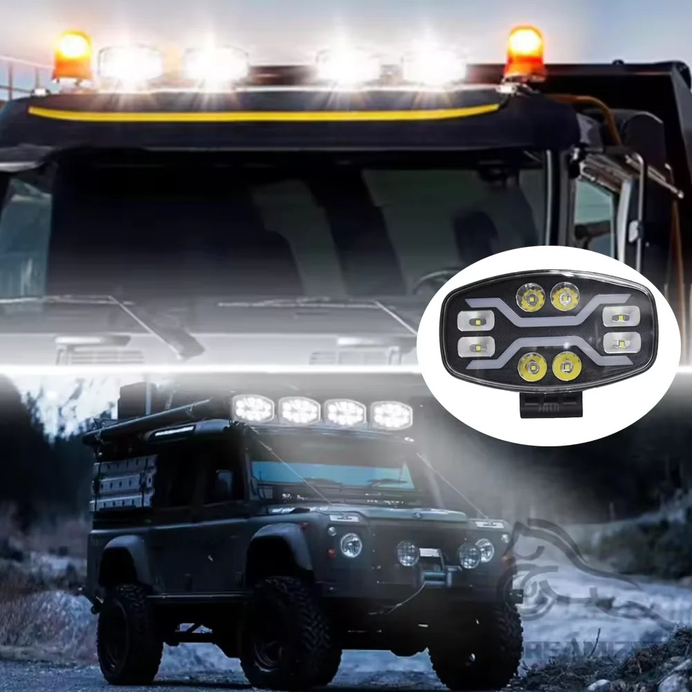 KeMu 9 inch Led Driving Lights Spotlight Truck Off Road Headlight Auxiliary Square Car Flash White Yellow 100W 22000LM 12V 24V