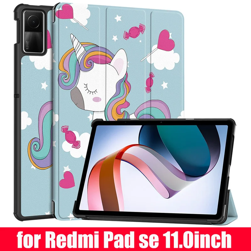 for Xiaomi Redmi Pad SE 11.0inch Foldable Stand Hard Shell Auto Sleep/Wake Leather Cover Case