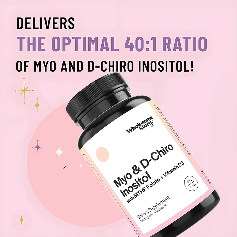 Inositol & D-Chiro Inositol Blend - Promotes Female Secretion, Homocysteine & Ovarian Health, Vitamin B8 Folic Acid Vitamin D