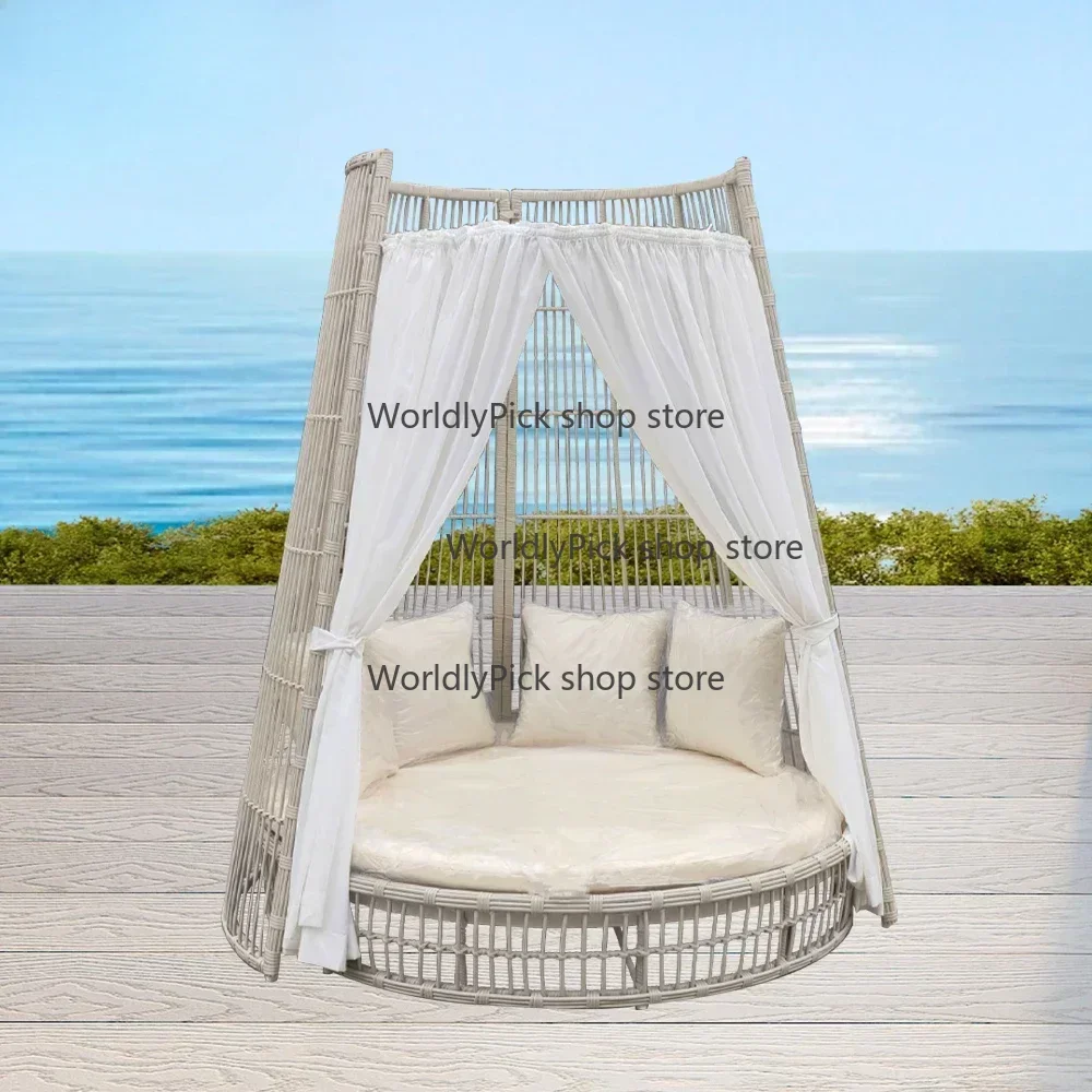 Cube Hotel Resort Rattan Beach Cabana Pool Sun Loungers Bali Sunbeds Outdoor Round Sunbeds Outdoor Furniture