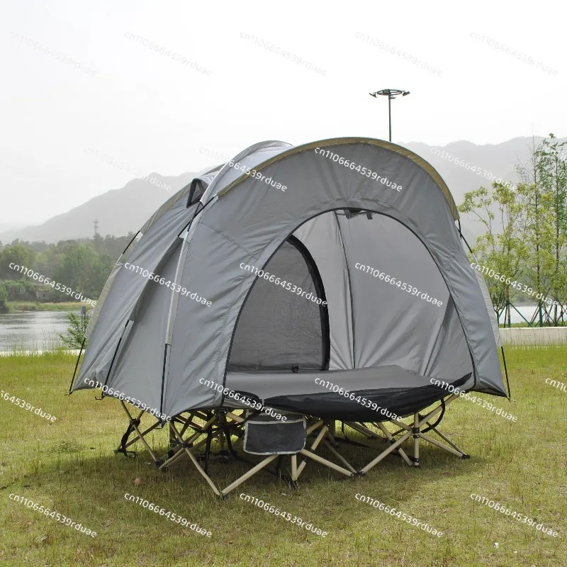 Two-in-one folding camping tent bed, 1-2 person waterproof elevated tent bed, portable outdoor hiking and fishing shelter