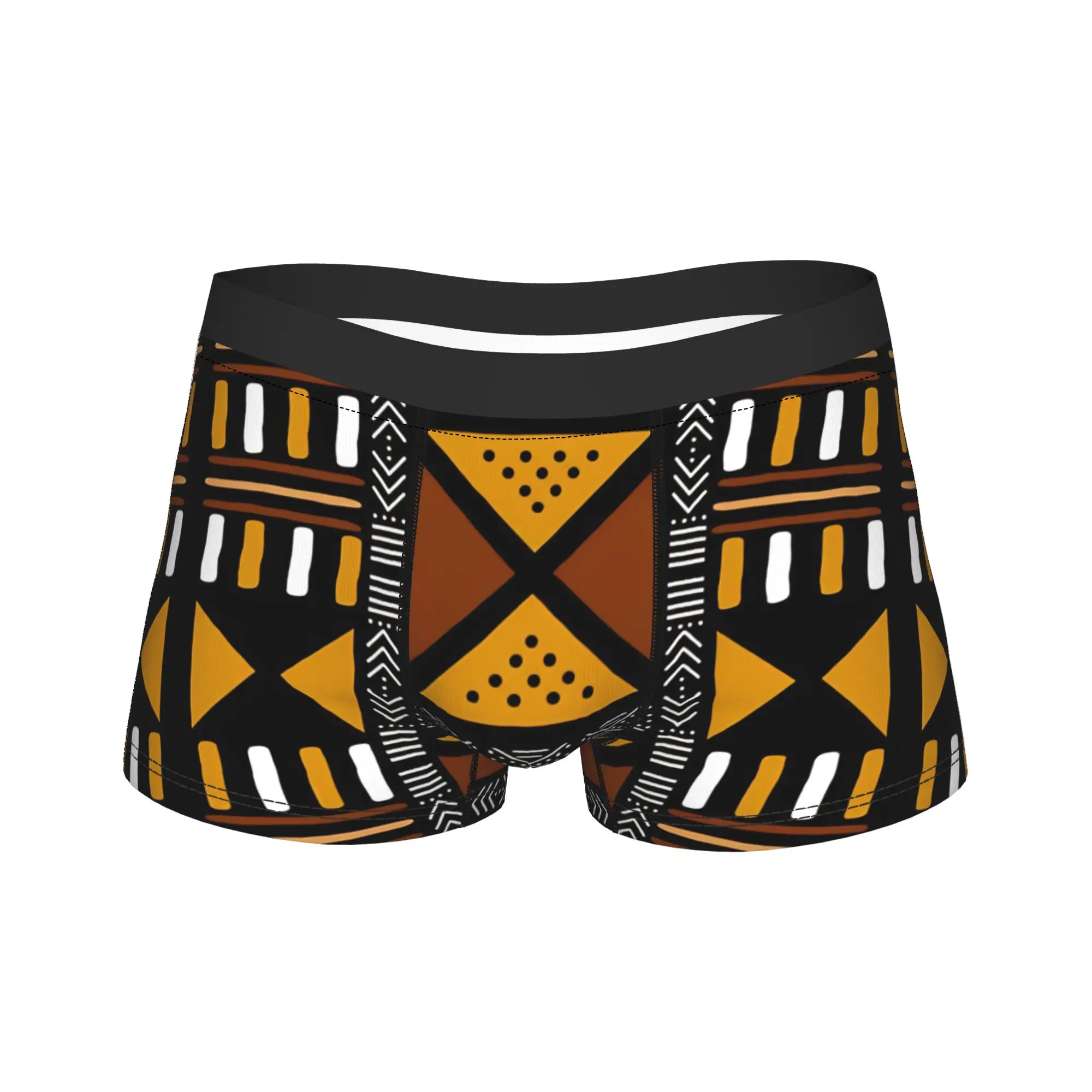 African Bogolan Mud Cloth Underwear  Men's Underpants Print Novelty Boxershorts Hot Sale Shorts Briefs Plus Size
